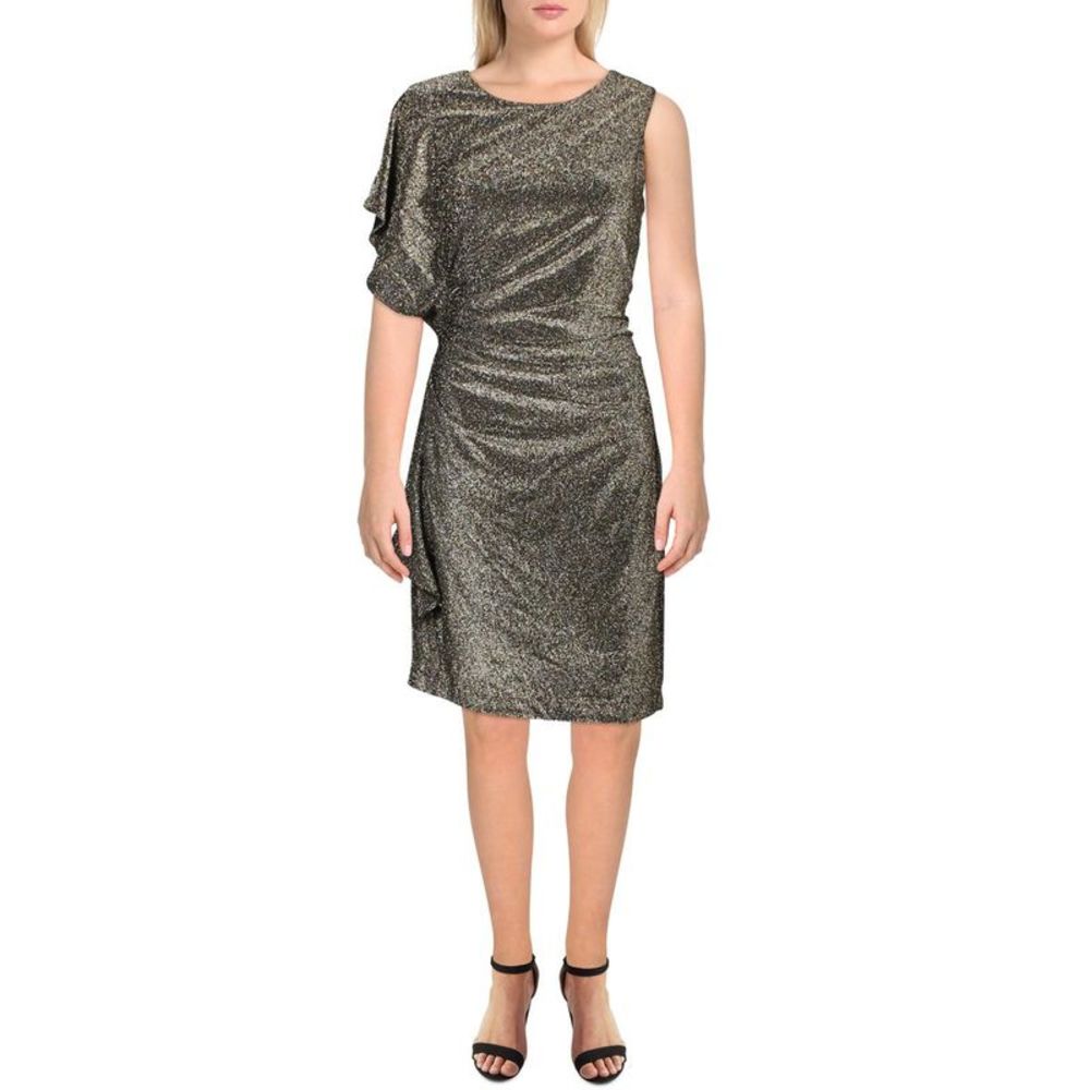 Vince Camuto Womens Gold Metallic Gathered Cocktail Party Dress NWOT